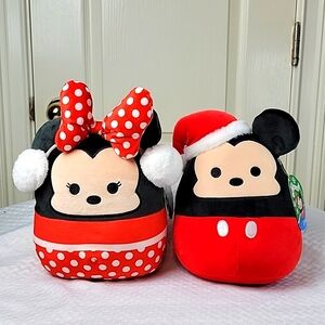 DISNEY Minnie and Mickey Mouse Chrstmas Squishmallows 7x11in set